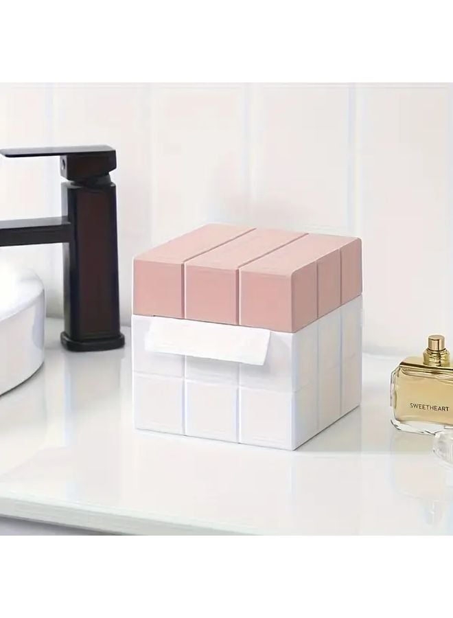 صندوق مناديل مكعب رمادي حديث بسيط بتصميم مفتوح يوفر المساحة - Image 1